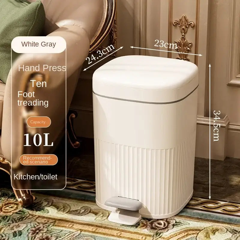 Sage green & cream light luxury pedal trash can kitchen bin