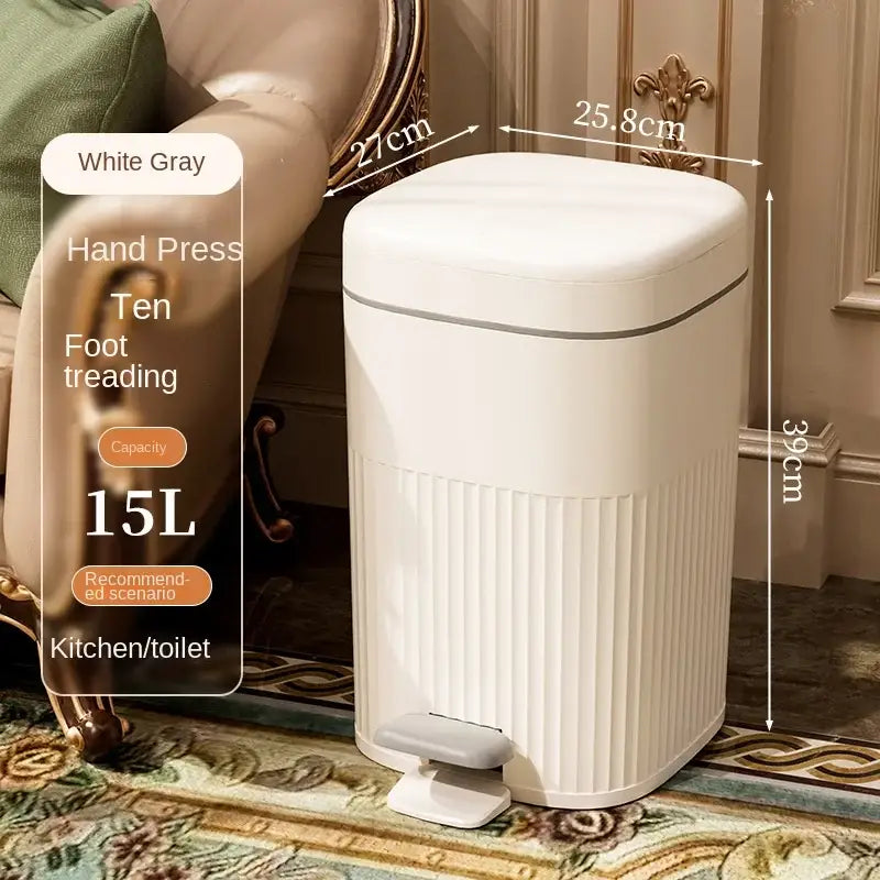Sage green & cream light luxury pedal trash can kitchen bin
