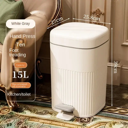 Sage green & cream light luxury pedal trash can kitchen bin