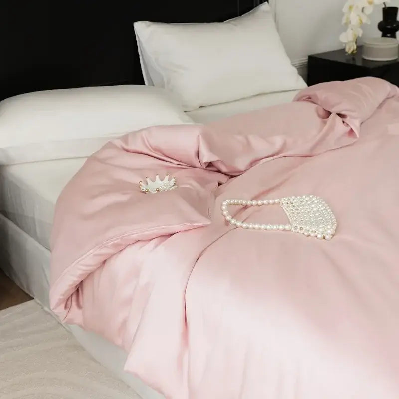 Sage green double layer satin queen duvet set bedroom bedding