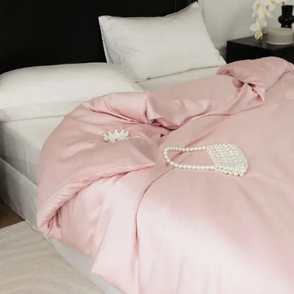 Sage green double layer satin queen duvet set bedroom bedding
