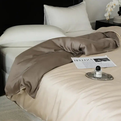 Sage green double layer satin queen duvet set bedroom bedding