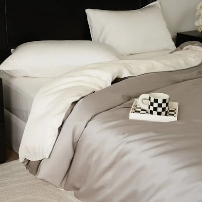 Sage green double layer satin queen duvet set bedroom bedding