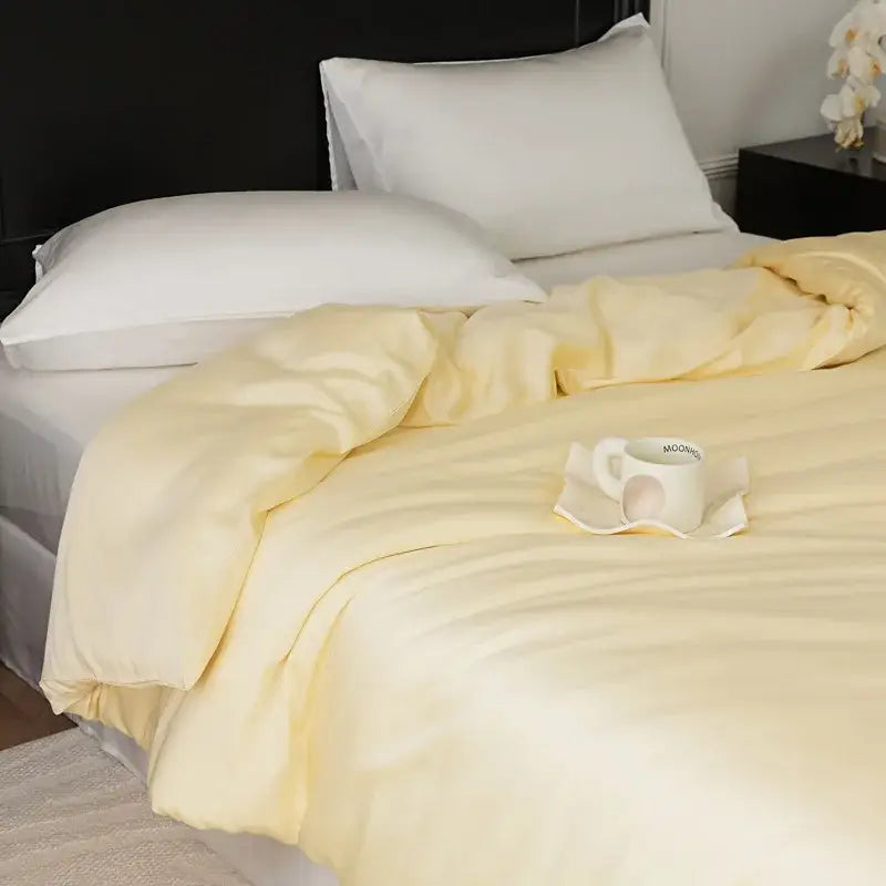 Sage green double layer satin queen duvet set bedroom bedding