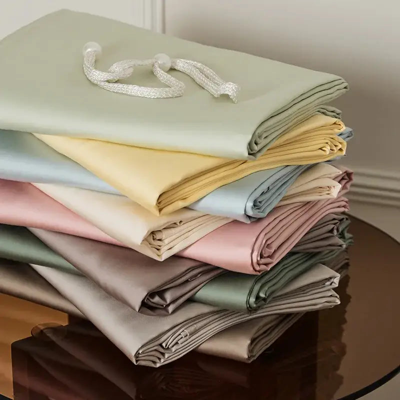 Sage green double layer satin queen duvet set bedroom bedding