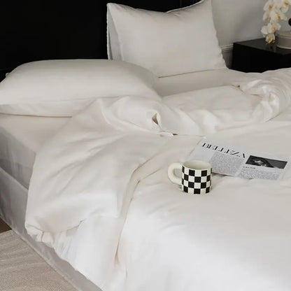 Sage green double layer satin queen duvet set bedroom bedding