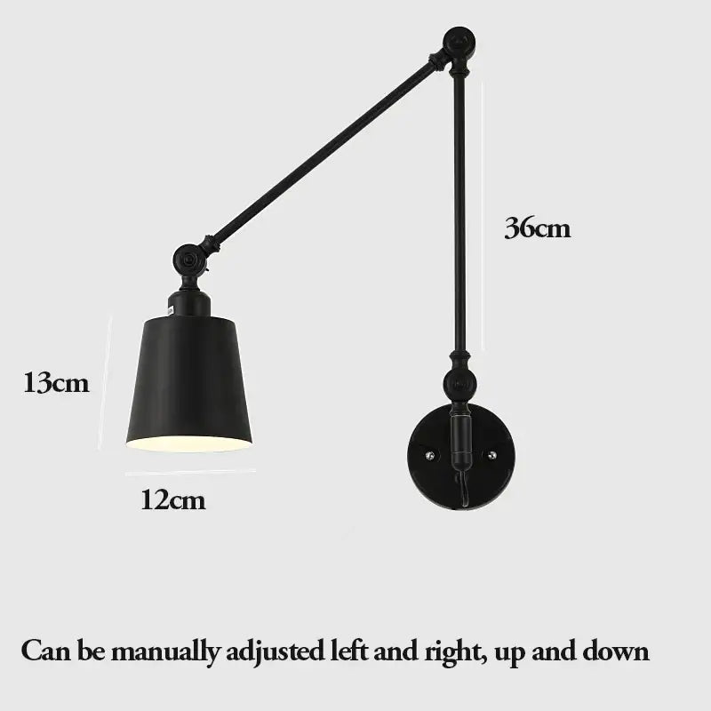 Sage green & dusty rose adjustable telescopic wall lamp bedroom