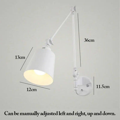 Sage green & dusty rose adjustable telescopic wall lamp bedroom