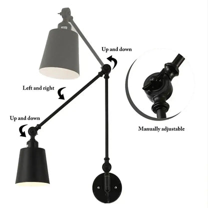 Sage green & dusty rose adjustable telescopic wall lamp bedroom