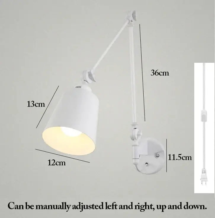 Sage green & dusty rose adjustable telescopic wall lamp bedroom