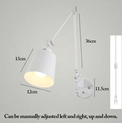Sage green & dusty rose adjustable telescopic wall lamp bedroom