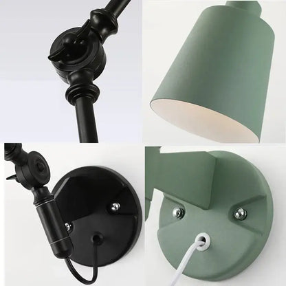 Sage green & dusty rose adjustable telescopic wall lamp bedroom