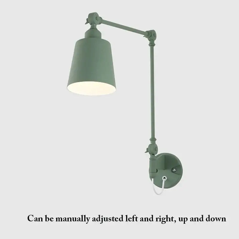 Sage green & dusty rose adjustable telescopic wall lamp bedroom