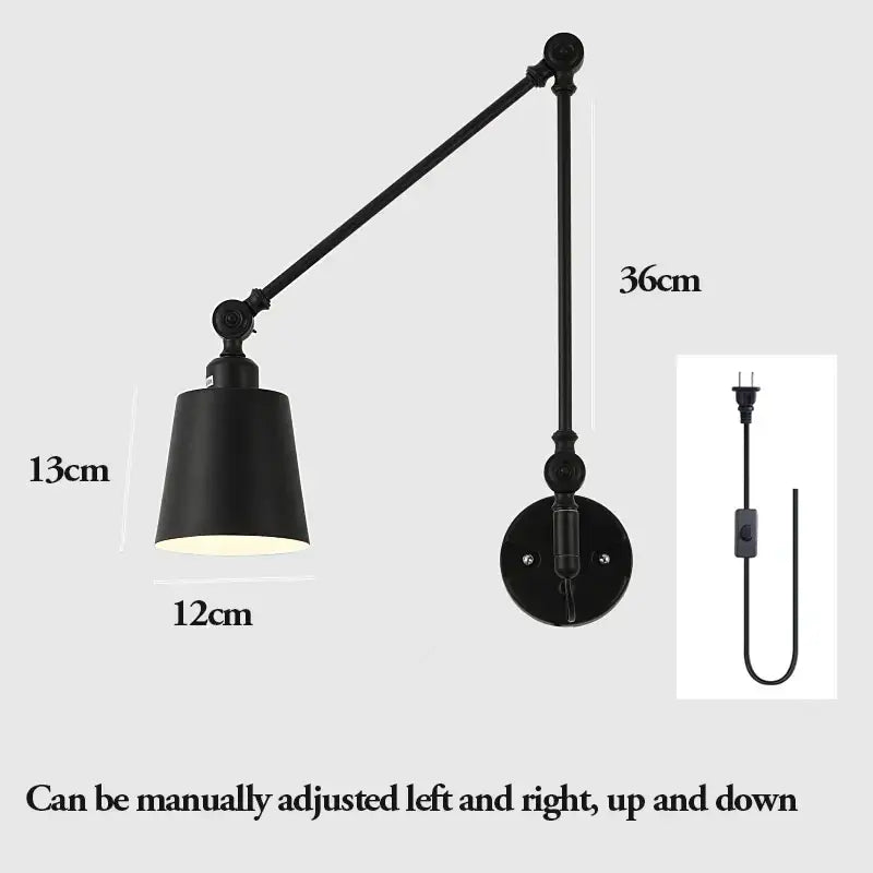 Sage green & dusty rose adjustable telescopic wall lamp bedroom