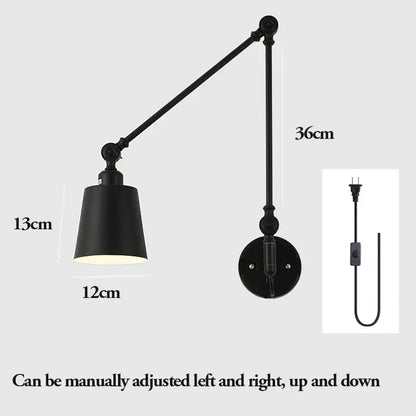 Sage green & dusty rose adjustable telescopic wall lamp bedroom