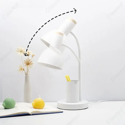 Sage green nordic desk lamp with pen holder for bedroom
