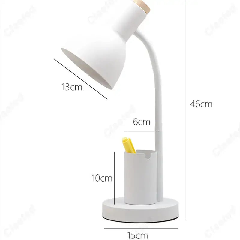 Sage green nordic desk lamp with pen holder for bedroom