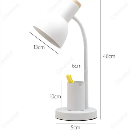 Sage green nordic desk lamp with pen holder for bedroom