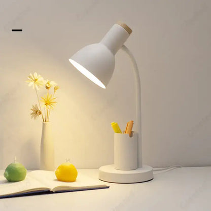 Sage green nordic desk lamp with pen holder for bedroom