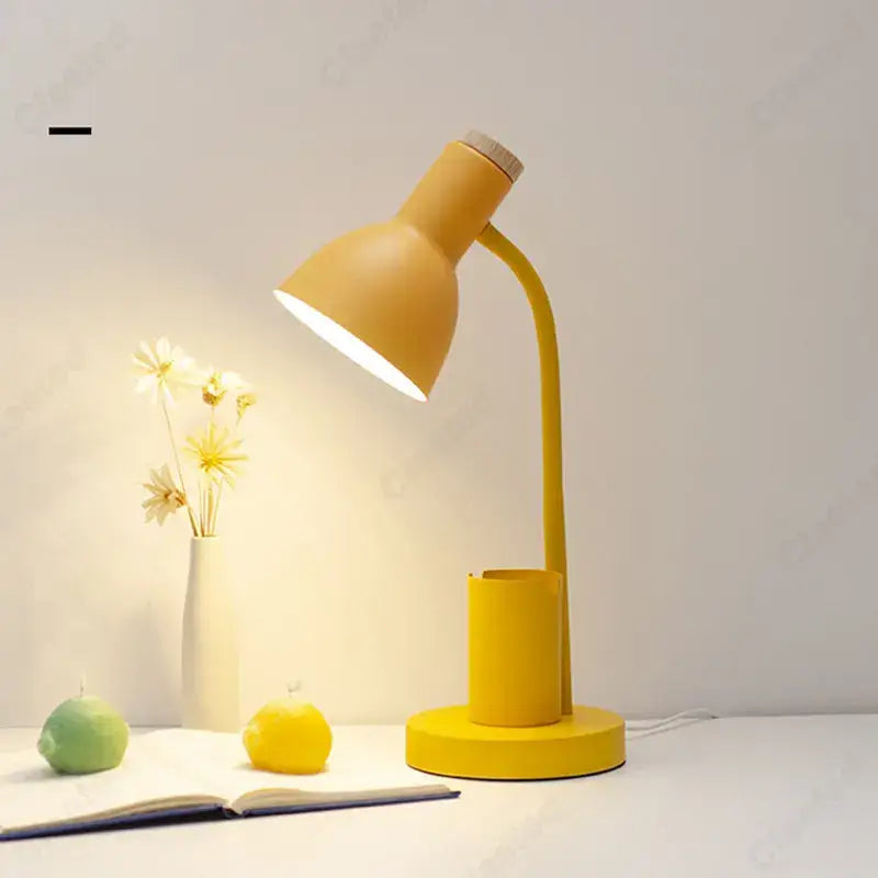 Sage green nordic desk lamp with pen holder for bedroom