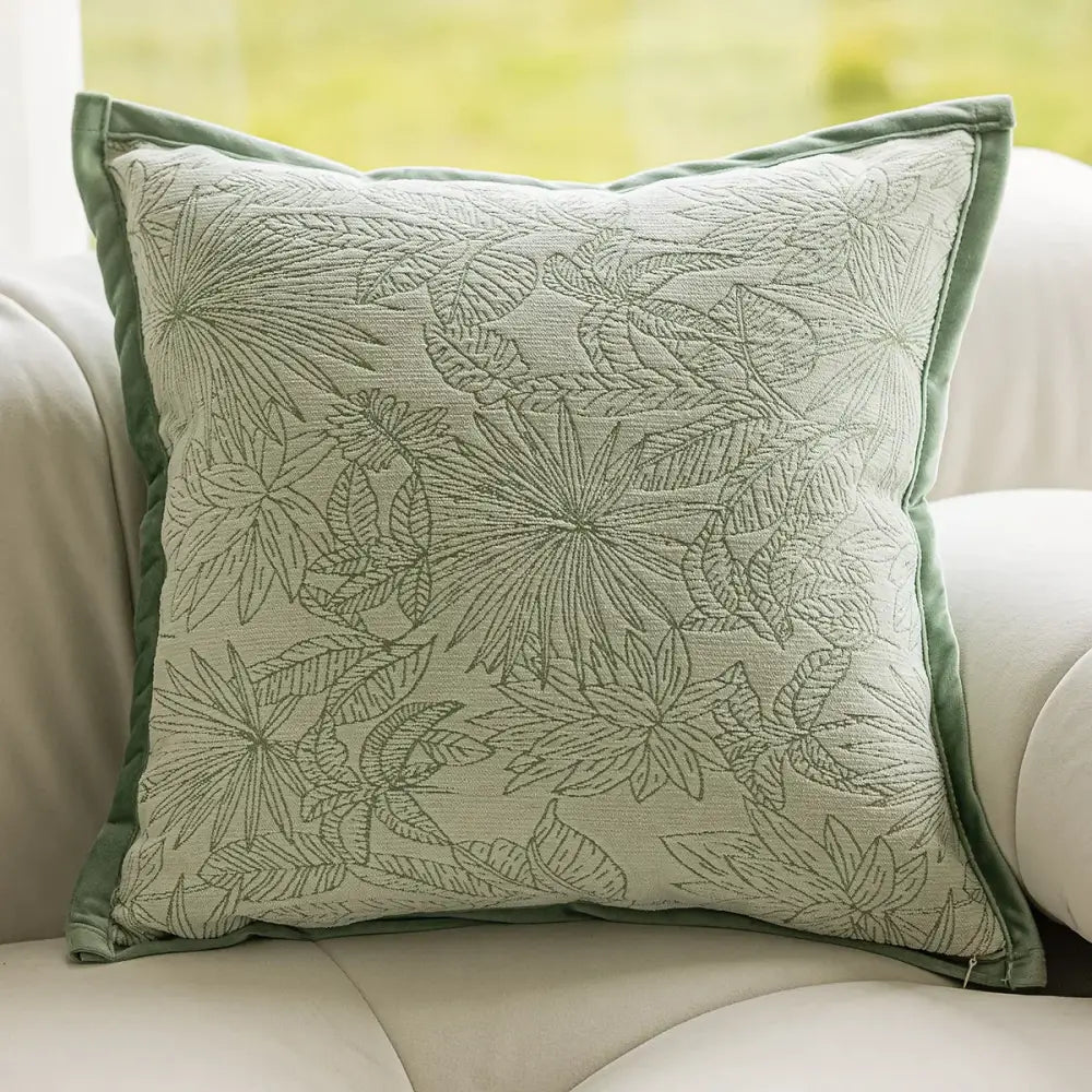 Sage green plant jacquard pillow covers living room decor