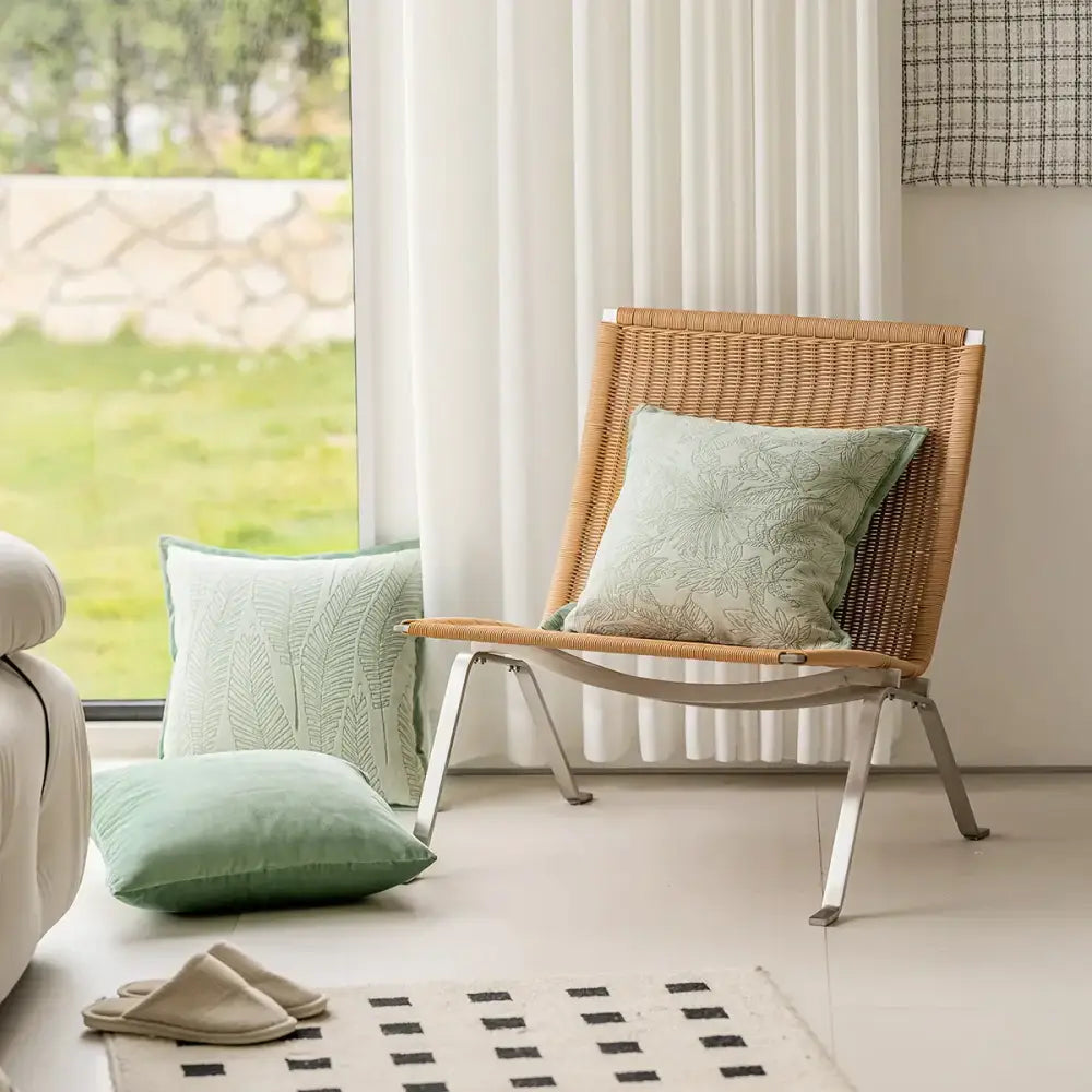 Sage green plant jacquard pillow covers living room decor