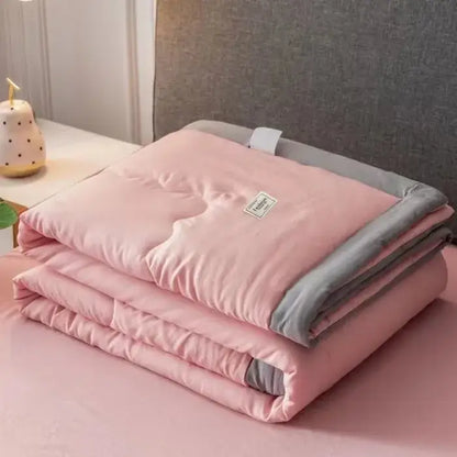 Sage green & white cooling cotton quilt bedroom blanket