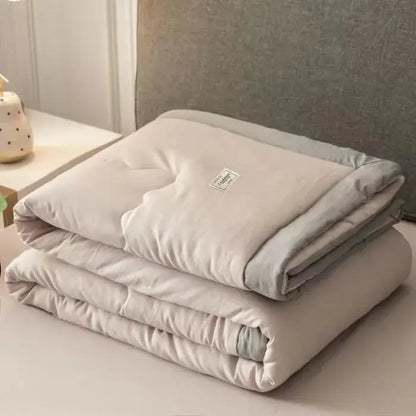 Sage green & white cooling cotton quilt bedroom blanket