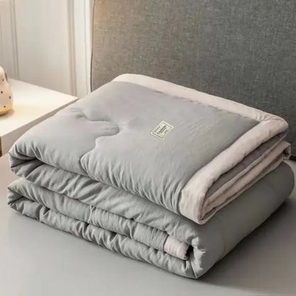 Sage green & white cooling cotton quilt bedroom blanket