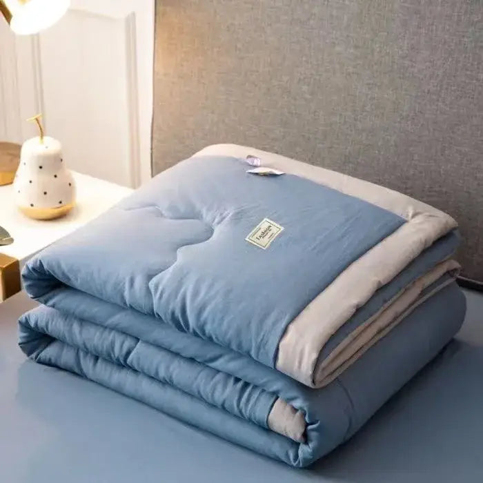 Sage green & white cooling cotton quilt bedroom blanket