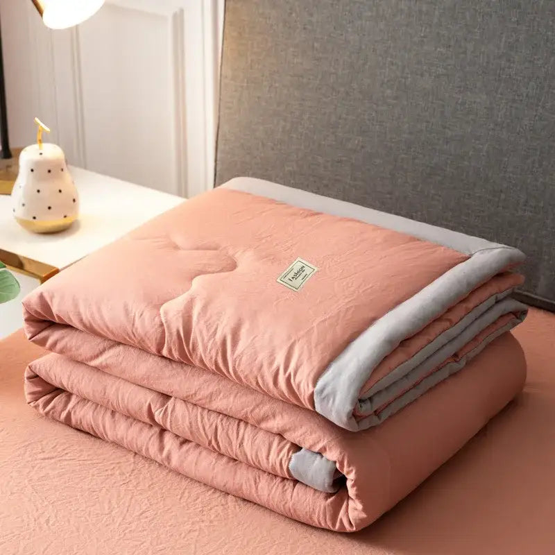 Sage green & white cooling cotton quilt bedroom blanket