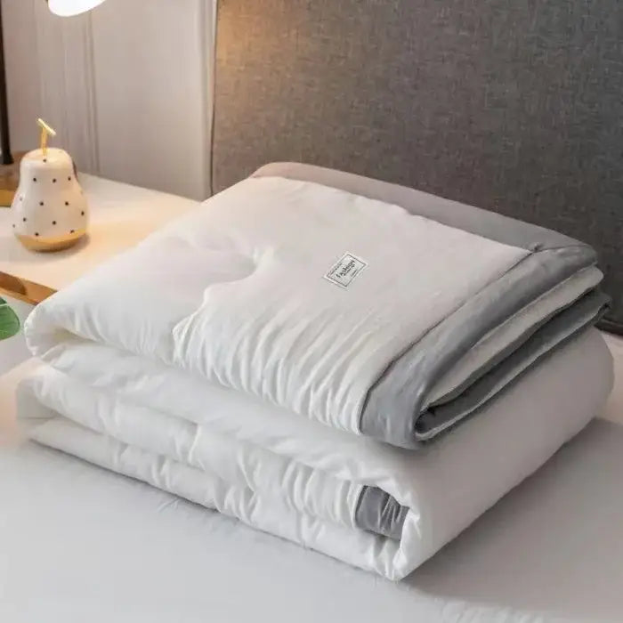Sage green & white cooling cotton quilt bedroom blanket
