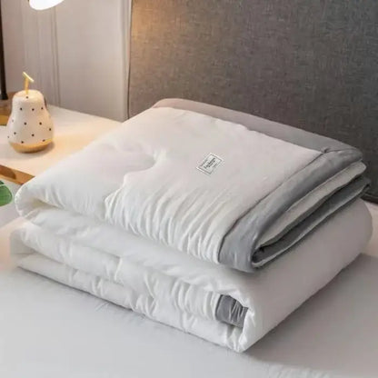 Sage green & white cooling cotton quilt bedroom blanket
