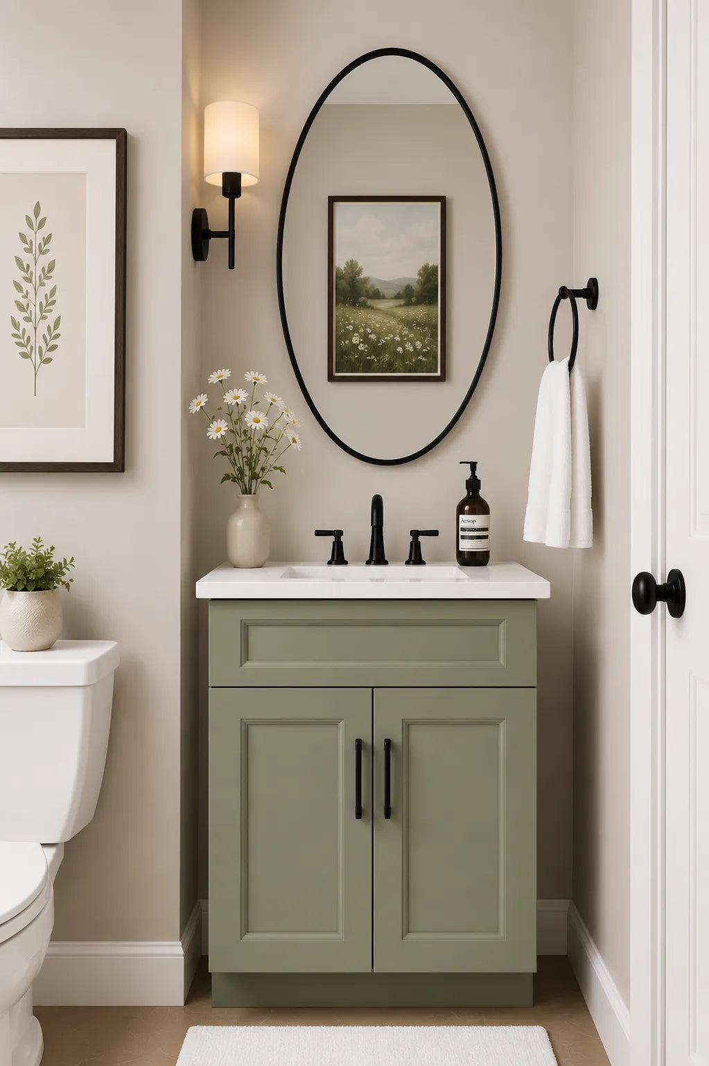Sage Green 24" Bathroom Vanity Sink Base