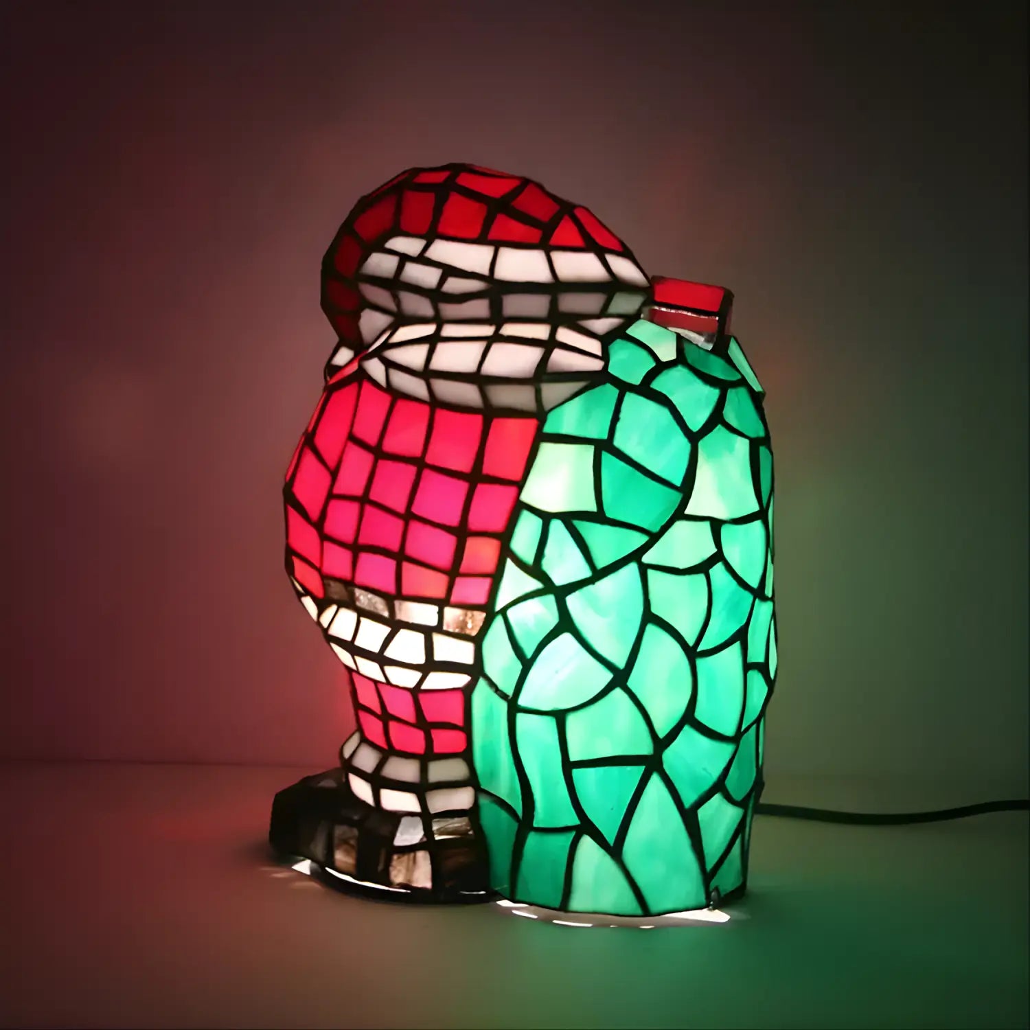 Santa Standing Tiffany-Inspired Lamp Glass Tabletop
