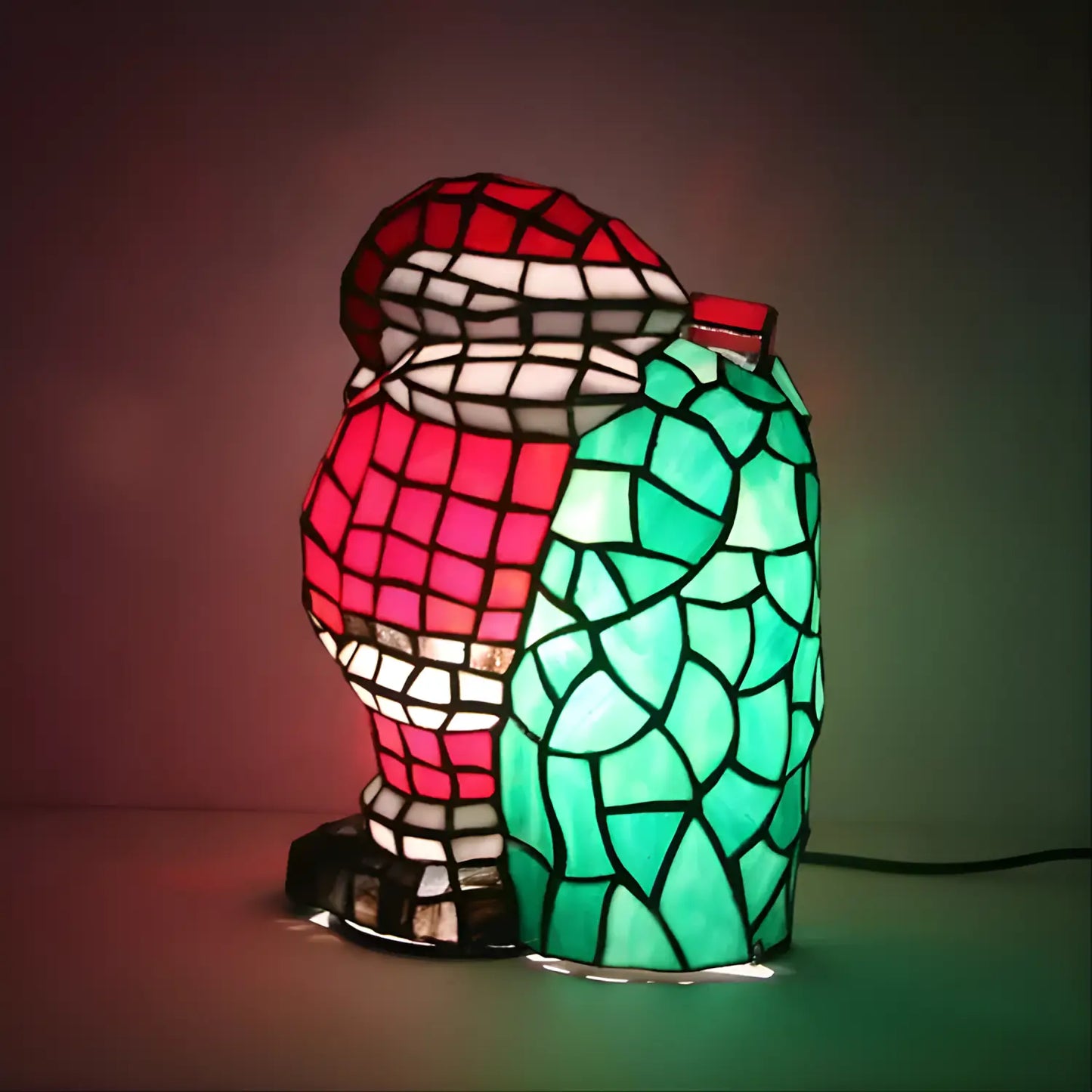Santa Standing Tiffany-Inspired Lamp Glass Tabletop