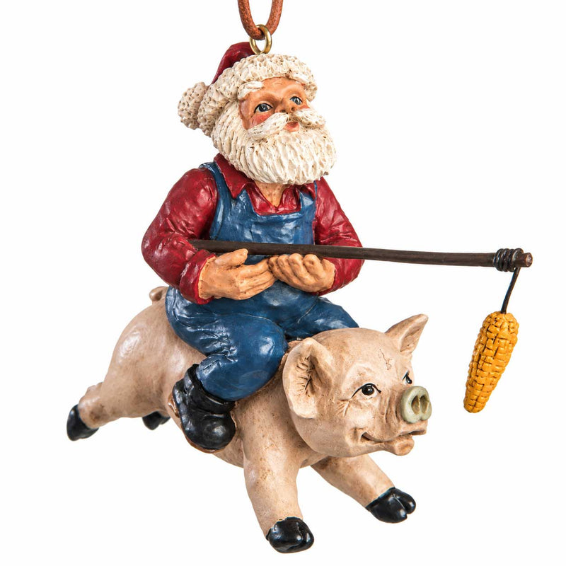 Santa With Pig Ornament | Bert Anderson Collection