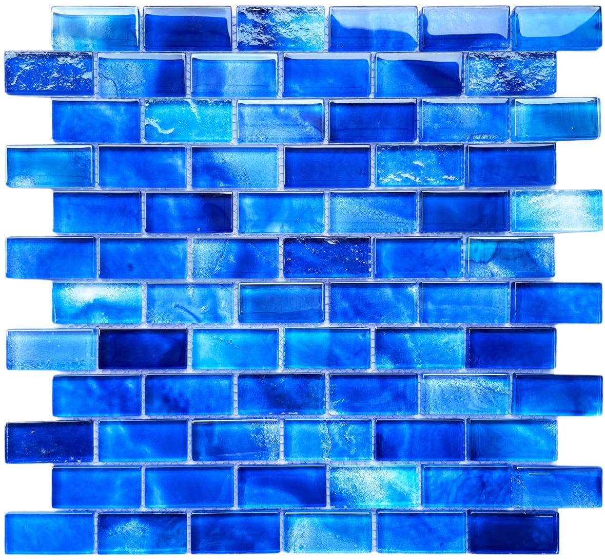 Santorini Blue 1x2 Glass Pool Tile