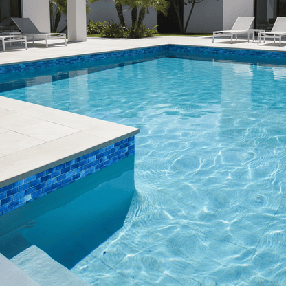 Santorini Turquoise 1x2 Glass Pool Tile