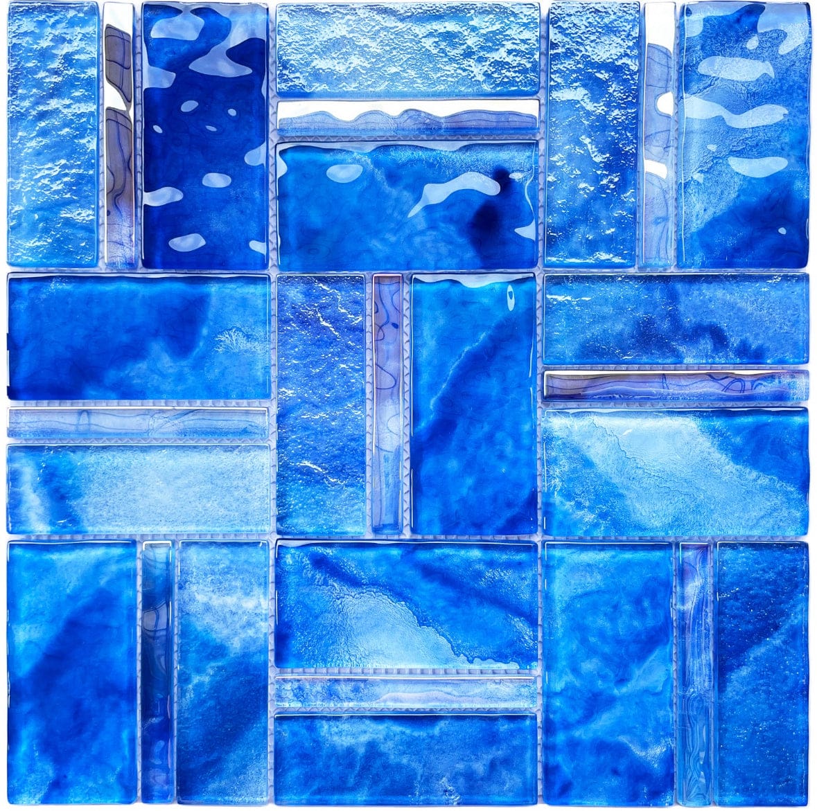 Santorini Blue Mix Glass Pool Tile
