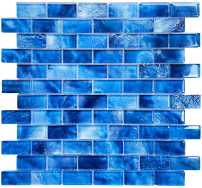 Santorini Turquoise 1x2 Glass Pool Tile