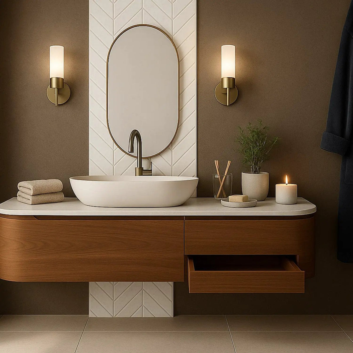 Cotton Matte Chevron Ceramic Tiles 2x6