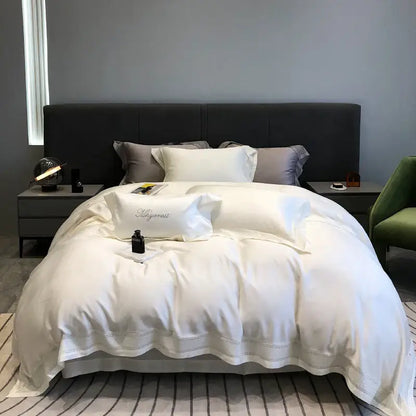 Satin cream 1000tc lyocell fibre bedding set – bedroom embroidery