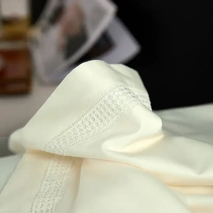Satin cream & gold egyptian cotton duvet cover set bedroom bedding