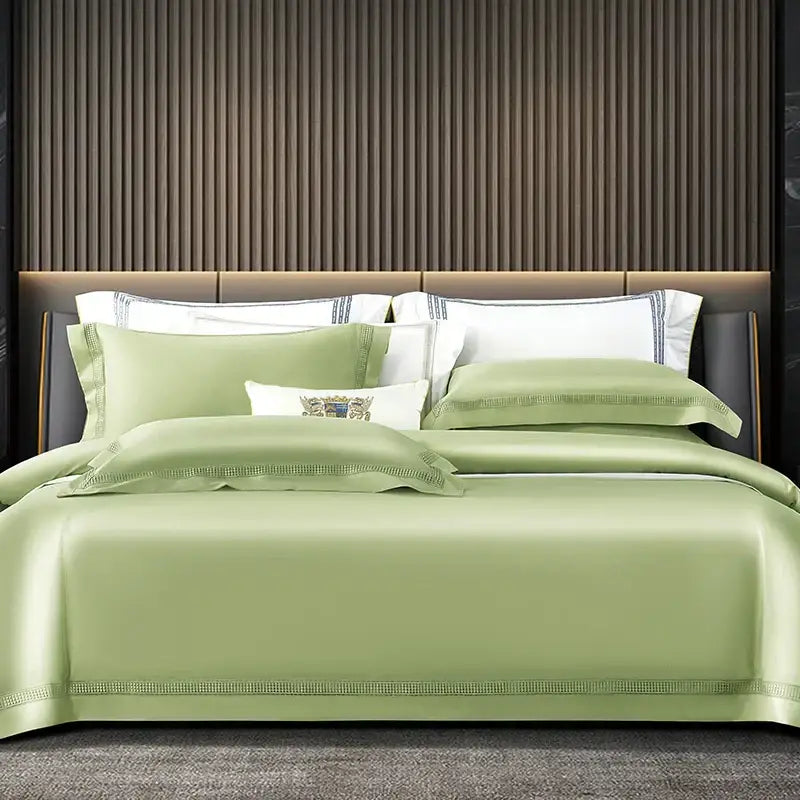 Satin cream & gold egyptian cotton duvet cover set bedroom bedding