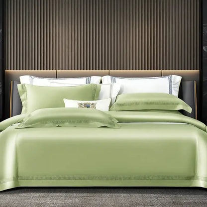 Satin cream & gold egyptian cotton duvet cover set bedroom bedding