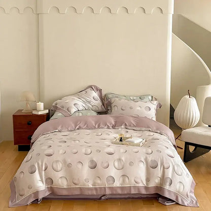 Satin light blue & pink egyptian cotton bedding set bedroom
