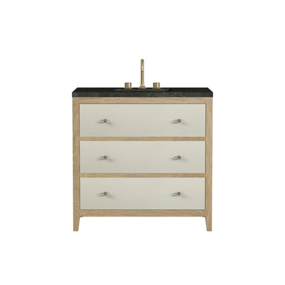 James Martin Celeste 36" Single Bathroom Vanity, Sunwashed Oak with Embossed Shagreen Drawer Fronts