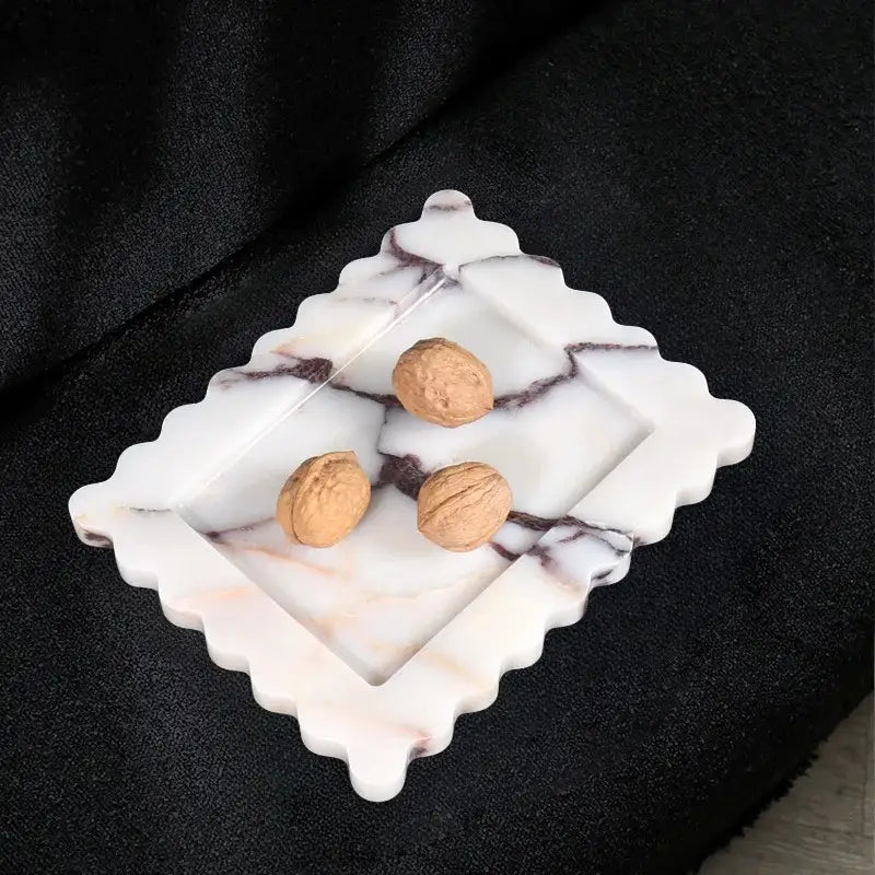 Scalloped calacatta viola marble tray – kitchen luxury decor