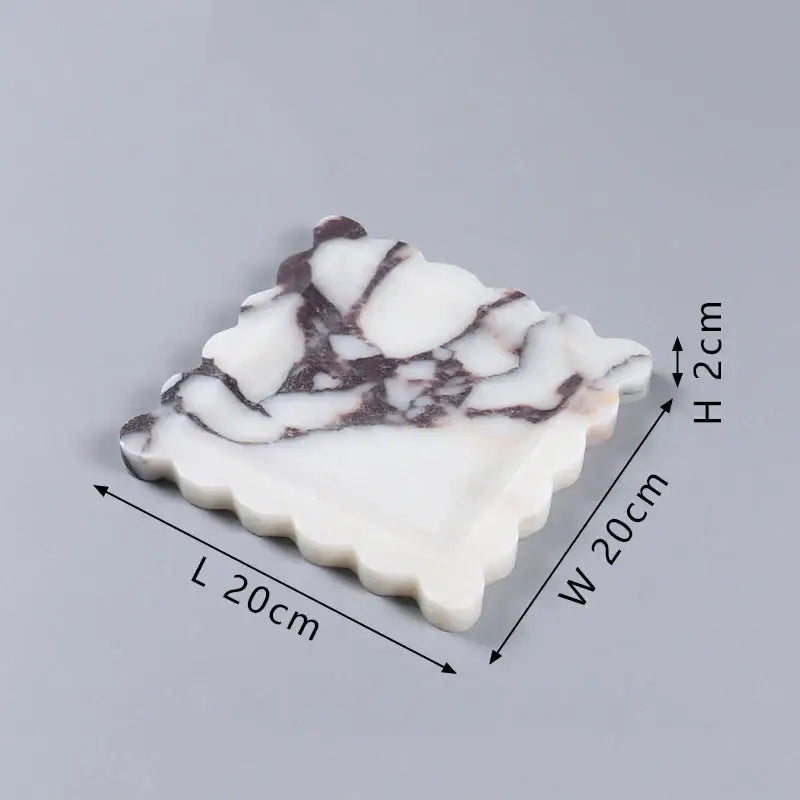 Scalloped calacatta viola marble tray – kitchen luxury decor